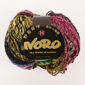 Noro Obi Yarn Wool Silk Mohair Blend Color 26 Pink Black Green